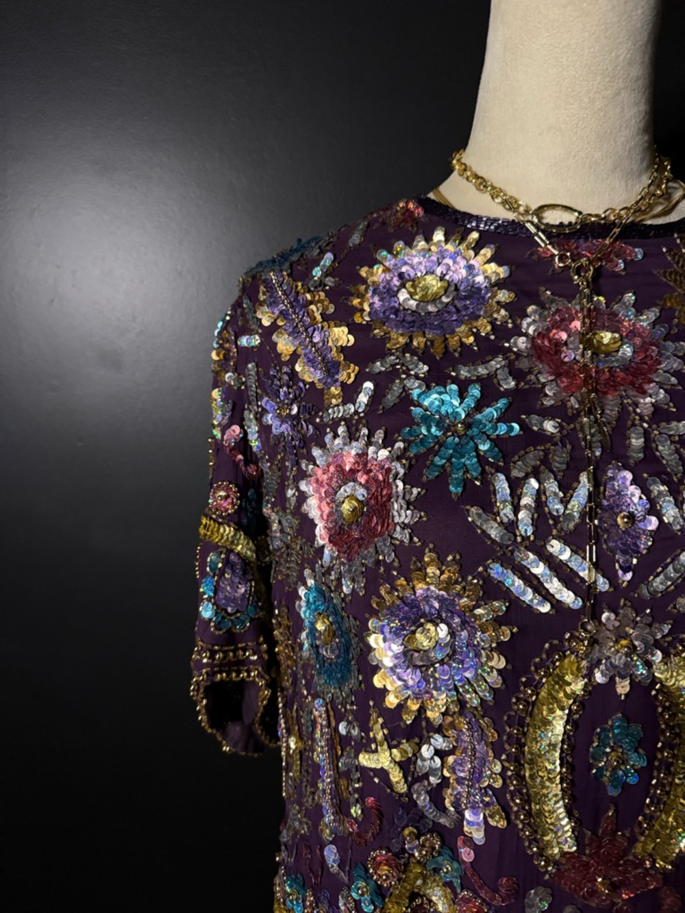 Silk Embellished Caftan Midi Dress Statement - Picture 11 of 12